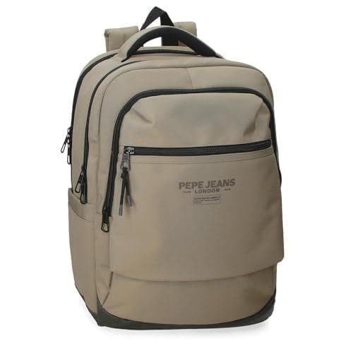 Pepe Jeans Waltford Mochila para Portátil 15,6 Pulgadas Beige 30x42x14,5 cms Poliéster con Detalles en Piel Sintética 18,27L by Joumma Bags
