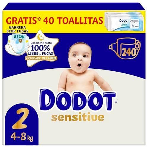 Dodot - 140 pañales de bebé Sensitive + 40 toallitas Aqua Pure 