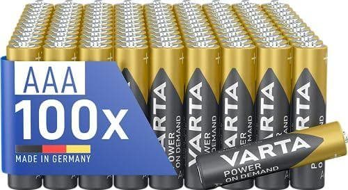VARTA - Paquete de 100 pilas AAA 
