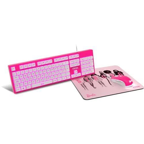 KROM - Kit teclado, ratón y alfombrilla edición Barbie KANDY  