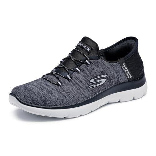 Skechers Mujer Summits Dazzling Haze Slip-In Entrenador, Black Mesh/White Trim, 38 EU
