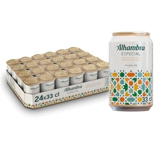 Alhambra Especial - Pack de 24 latas de cerveza especial de fermentación lenta 