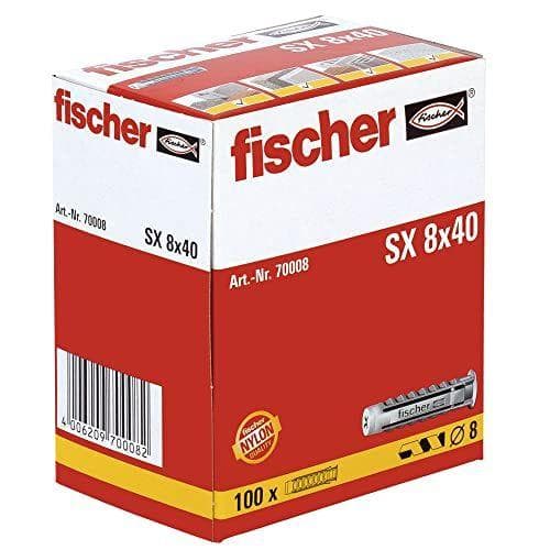 Fischer - Tacos pared para hormigón SX 8x40 para fijar lámparas, cuadros, Caja tacos 100 uds