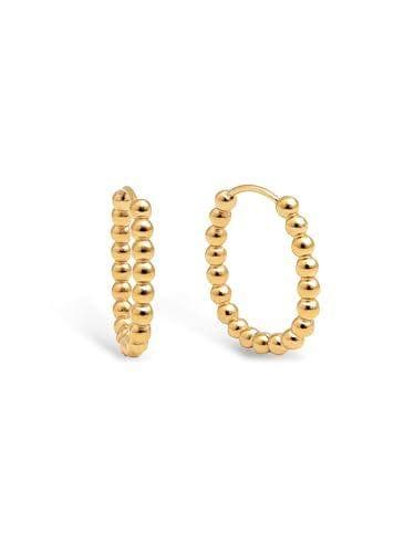 SINGULARU - Pendientes de acero con acabado en baño oro de 18Kt