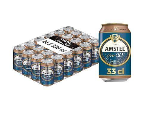 Amstel Oro 0,0 - Pack de 24 latas de cerveza tostada | Sin alcohol
