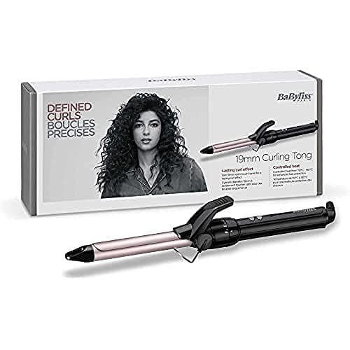 BaByliss C319E Tenacilla de Pelo de 19 mm, 10 Ajustes de Temperatura, Rizador de pelo 19mm con Punta Fría de Agarre