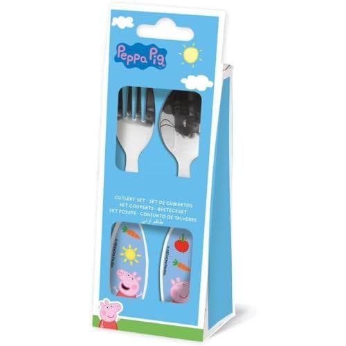 Stor - Set de 2 cubiertos metálicos de Peppa Pig 