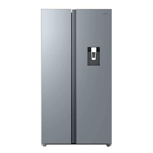CANDY CNSQ2T918EWX, Frigorífico Side by Side, Ancho 91cm, Capacidad 523L, Motor Inverter, Total No Frost, Dispensador Agua, 2 Cajones Verduleros, Control Digital Interno, Iluminación LED, 37DB, Inox