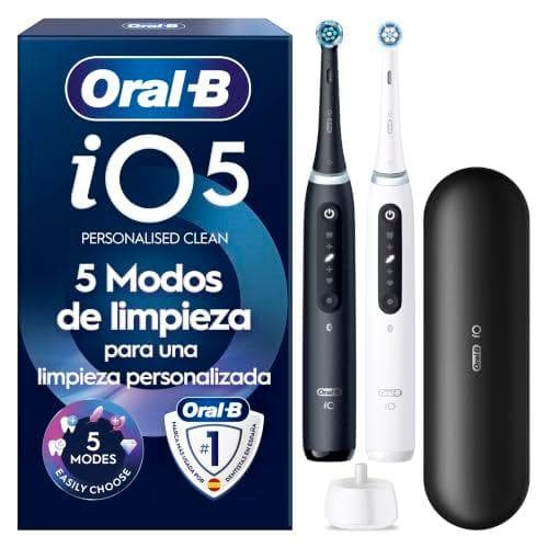 Oral-B iO 5N Cepillos de Dientes Eléctricos, Negro y Blanco, Pack de 2