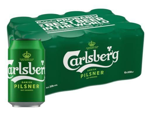 Carlsberg - Pack de 12 latas de cerveza rubia lager danesa