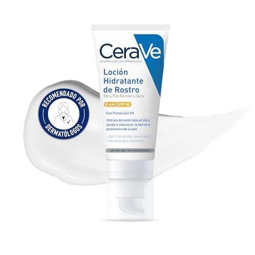 CeraVe - Loción hidratante de rostro SPF 50 para piel normal a seca