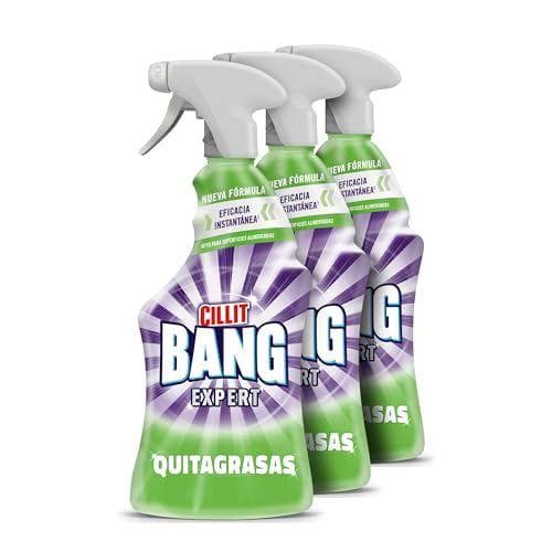 Cillit Bang Quitagrasas - Pack de 3 botes de limpiador antigrasa para cocina y exterior | Formato spray