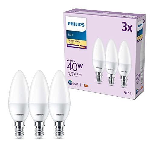 Philips - Pack de 3 bombillas LED tipo vela 