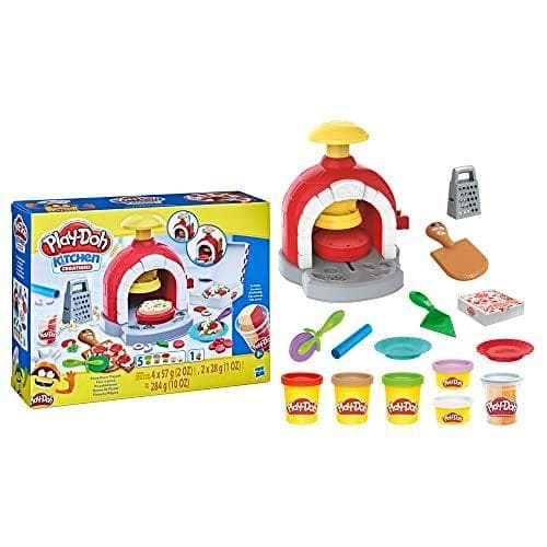 Play-Doh Kitchen Creations - Horno de pizzas con 6 botes de plastilina y 8 accesorios