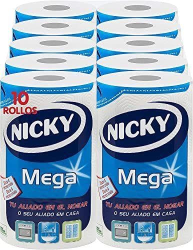 Nicky Mega papel de cocina | 10 rollos | Hojas de 2 capas, 125 hojas por rollo