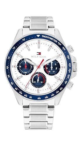 Tommy Hilfiger Reloj Cronógrafo para Hombre Colección Clark con Brazalete de Acero Inoxidable Plateado - 1792238