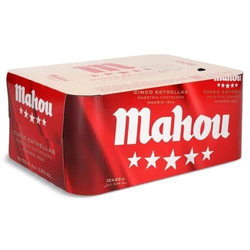 Mahou 5 Estrellas - Pack de 12 latas de cerveza especial 