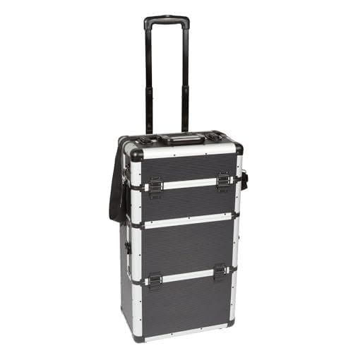 Perel - Maletín de herramientas con ruedas aluminio negro 