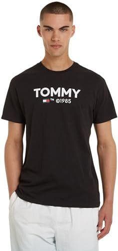 Tommy Jeans Camiseta TJM Slim Essential Tommy S/S, Black, M para Hombre