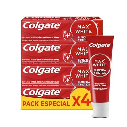 Colgate Max White - Pack de 4 tubos de pasta de dientes blanqueadora