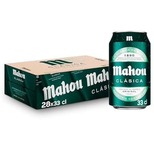 Mahou Clásica Original - Cerveza Mahou Dorada Lager, Pack de 28 Latas x 33 cl