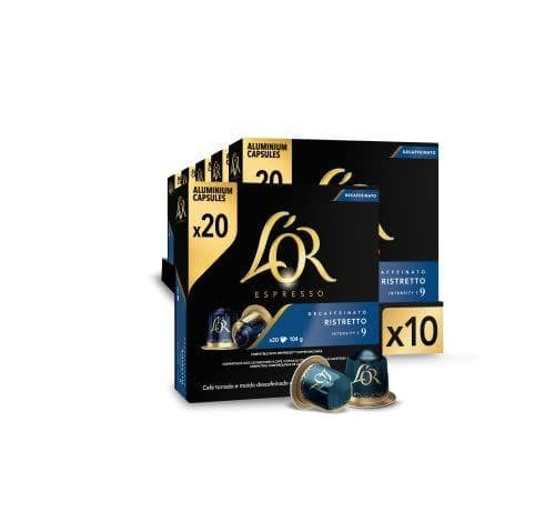 L'OR Espresso - 200 Cápsulas de Café Ristretto Decaffeinato | Intensidad 9 | Amazon Exclusive