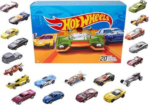 Hot Wheels - Pack de 20 vehículos con embalaje de cartón (Modelos Surtidos) 