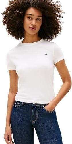 Tommy Jeans - Camiseta con cuello en C para mujer