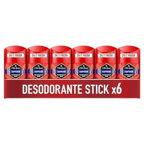 Old Spice Capitán - Pack de 6 desodorante en barra para hombres 