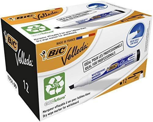 BIC Velleda -  Caja de 12 rotuladores de pizarra punta media