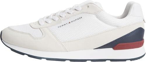 Tommy Hilfiger Runner Sneaker Hombre Light Eva Seasonal Mesh de Piel, Multicolor (RWB), 42