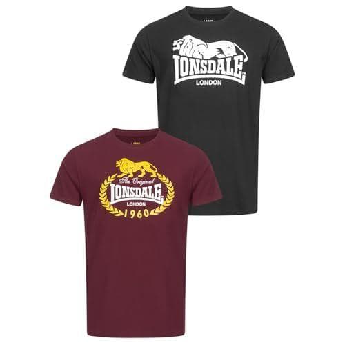 Lonsdale Ecclaw - Pack de 2 camisetas para hombre