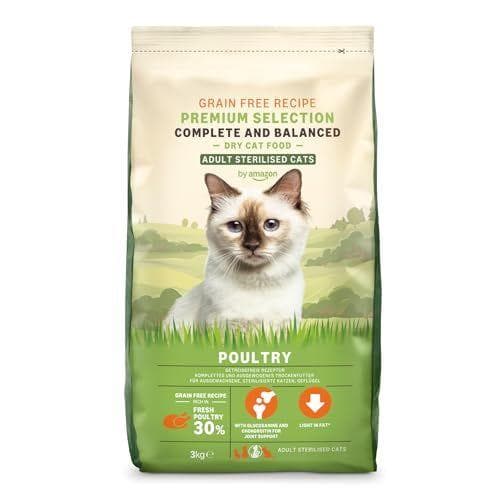 by Amazon - 3kg de alimento seco para gatos (esterilizado/ligero) con pollo fresco