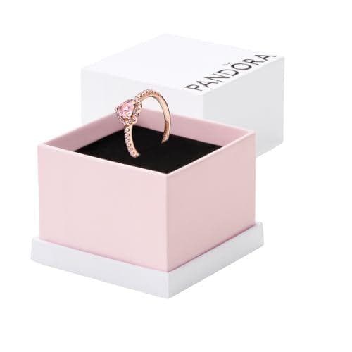 Pandora - Anillo con diseño de corazón chapado en oro rosa de 14 quilates