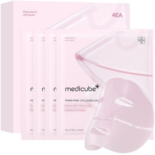 medicube - 4 mascarillas de gel de gelatina de colágeno | Salmon Dna Pdrn 