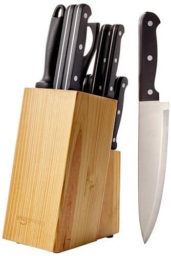 Amazon Basics - Juego de cuchillos de cocina + soporte (14 Piezas)