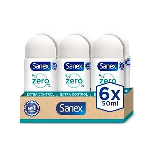 Sanex Zero% Extra Control - Pack de 6 desodorantes en Roll-On | Unisex