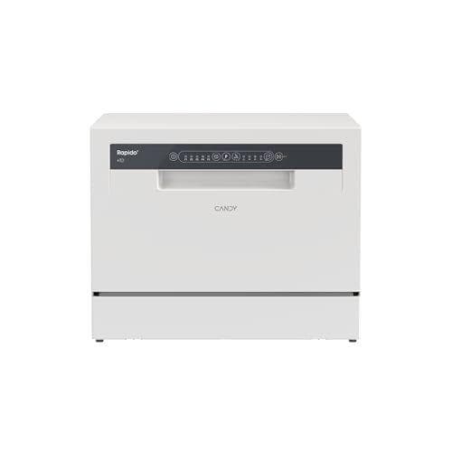 Candy CP 6E51LW Lavavajillas de sobremesa Pequeño y Compacto, 6 Servicios, Digital, 51DBA, 5 Ciclos, Media Carga, Inicio Diferido, Indicador Sal y Abrillantador, Indicador Fin de Ciclo, Blanco