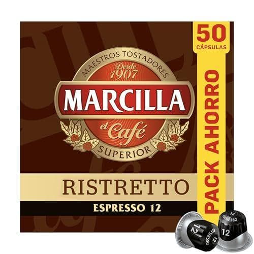 Marcilla - 50 cápsulas de café Ristretto | Intensidad 12 | Compatibles Nespresso