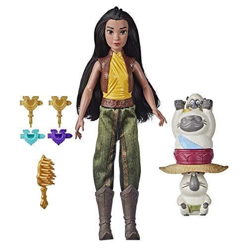 Disney - Muñeca con set Fortaleza y estilo de Raya y el último dragón, rizador