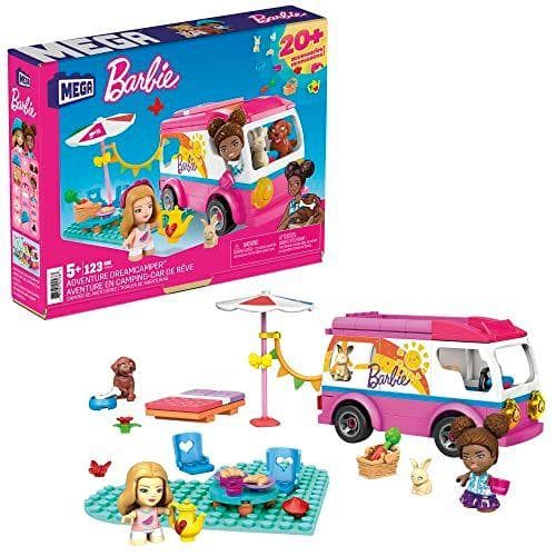 Mega Construx Barbie Supercaravana de aventuras, muñecas y coche de juguete de bloques de construcción con accesorios 
