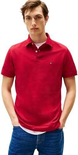 Tommy Hilfiger Polo de Manga Corta Hombre 1985 Regular Fit, Multicolor (Medium Red), M