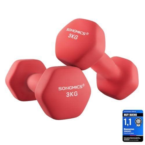 SONGMICS - Set de 2 pesas de 3 kg con núcleo de hierro 