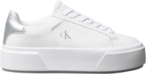 Calvin Klein Flatform Sneaker Mujer Lace Up con Plataforma, Blanco (Bright White/Silver), 38