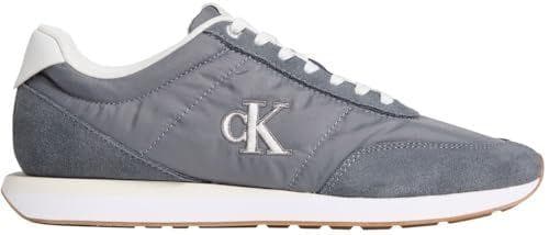 Calvin Klein Runner Sneaker Hombre Retro Mix con Logotipo, Gris (Night Owl/Off White), 42