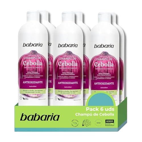 Babaria - Pack de 6 botes de champú de cebolla | Sin olores