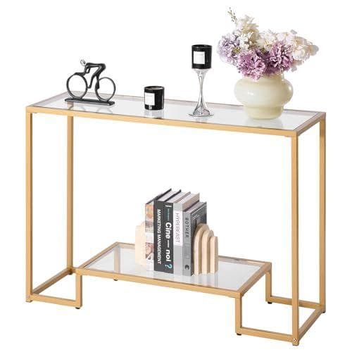 VEVOR - Mesa consola de vidrio de 2 viveles