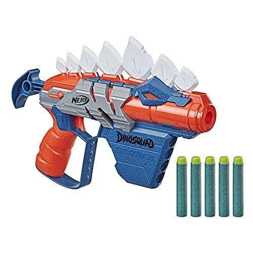 Lanzador de dardos Nerf DinoSquad Stegosmash, porta-dardos para 4 dardos, 5 dardos Nerf oficiales, diseño de dinosaurio