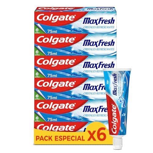 Colgate Max Fresh - Pasta de Dientes con flúor y cristales refrescantes (Pack 6 Uds x 75ml)