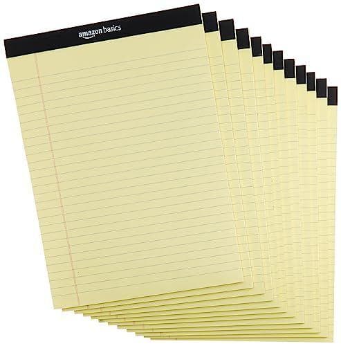 Amazon Basics - 12 blocs de notas amarillos con 50 hojas cada uno